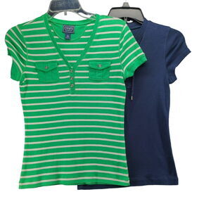 Lot Of Two Chaps Womens Tshirt Multi-Color Size XS 100% Cotton Short Sleeve